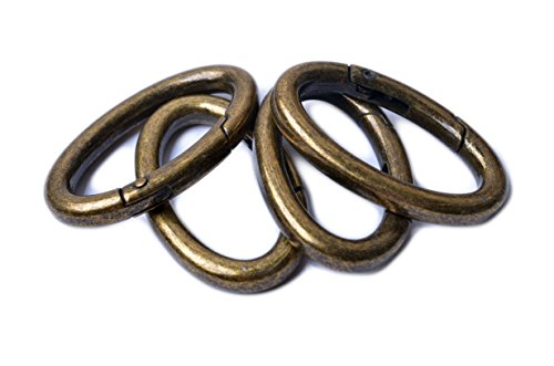 Bobeey 4pcs 37x19mm Spring Oval Rings,Oval Carabiner Snap Clip Trigger Spring Keyring Buckle,Oval Ring for Bags,Purses BBC8 (Antique Bronze) …