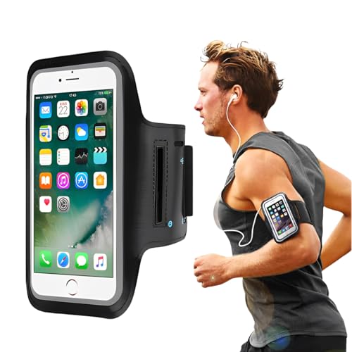 Brassard de Sport avec Poche Écouteur, Brassard Spor, Universel Réglable Running Armband, Brassard Smartphone de Course, Compatible avec Téléphone jusqu'à 6,5 Pouces, pour Jogging, Cyclisme, Randonnée