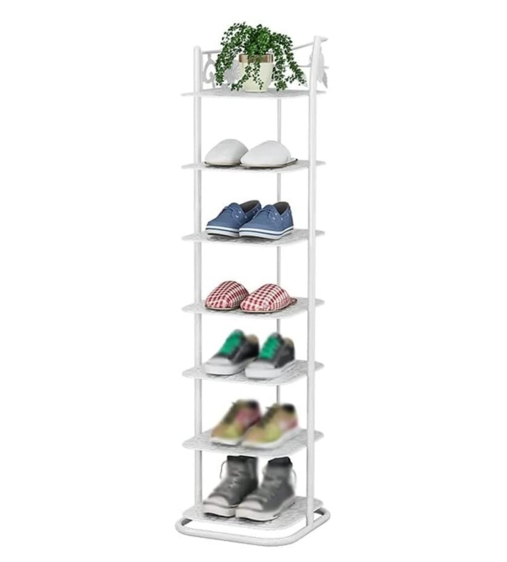 Étagère à chaussures verticale au design élégant cadre en acier robuste 98 cm