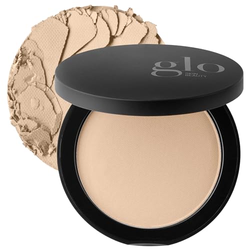 Glo Skin Beauty Pressed Base Powder Foundation Natural Medium Buildable Sheer to Full Coverage Long Wear Face Powder Compact Pressed Powder Makeup for Smooth Semi-Matte Finish
