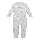 Owlivia Organic Cotton Baby Boy Girl Zip up Sleep N Play, Footless, Long Sleeve(12-18 Months, Gray Rabbit)
