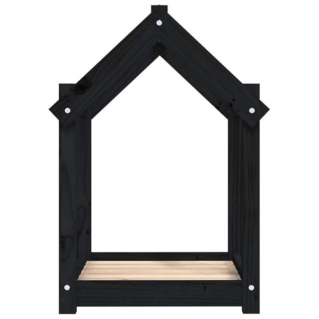 Foto 5 de 6 de vidaXL Cama para Perros Madera Maciza de Pino Negro 61x50x70 cm