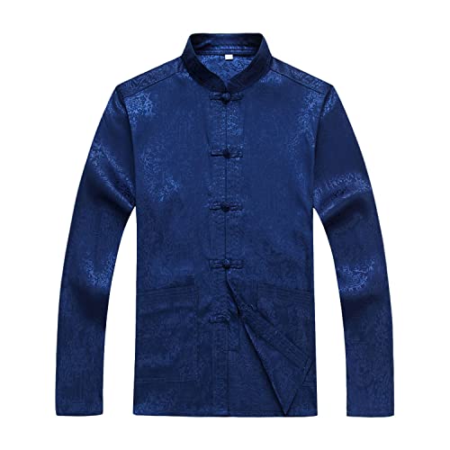 Kung Fu Uniform Tang Men Chinese Traditional Clothing Hanfu Martial Arts (Navy Blue, Large) #TOP1