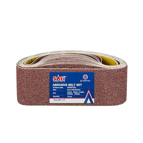 SALI - SALI 15 PCS Sanding Belts 3 x 21 Inch,Belt Sander Belts 40/80/120/240/400 Grit for Sanding Wood,Metal and Paint-15 Pack