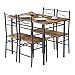 WOLTU Esstisch mit 4 Stühlen, Essgruppe Set für 4 Personen, Sitzgruppe Küche Esszimmer, Küchentisch, mit Metallgestell, MDF, Vintage Braun