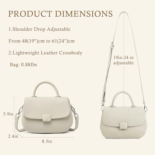 Image of MFFOR Genuine Leather Purse, Small Crossbody Bags for Women, Handbag | 8.3*2.4*5.9inch, Top handle, Shoulder purse, Multi-pocket, Adjustable strap
