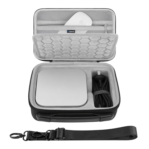 Image of GEEKRIA Desktop Computer Hard Travel Case, Compatible with Apple 2026 Mac mini M5 / 2024 Mac mini M4 / M4 Pro Travel Carrying Bag, Fit for Magic Mouse, Trackpad and Accessories (Dark Gray)