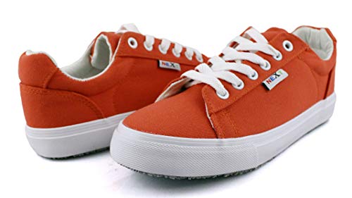 Laforst Nextgen Footwear Womens Sunbrella Nonslip Waitress Server Lace Up Flat Orange 9