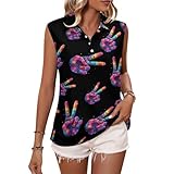 Photo Gallery tie dye peace hand sign - polo da golf senza maniche da donna con colletto per allenamento e tennis, stile:, l Photo Gallery tie dye peace hand sign - polo da golf senza maniche da donna con colletto per allenamento e tennis, stile:, l