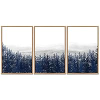SIGNWIN 3 Piece Framed Canvas Wall Art Landscape with Trees Canvas Prints Home Artwork Decoration for Living Room,Bedroom - 16