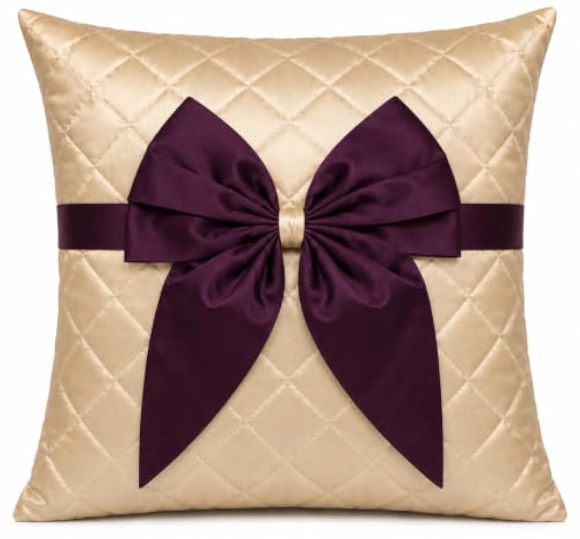 Satin Cushion Covers Set of 5, Quilted Square