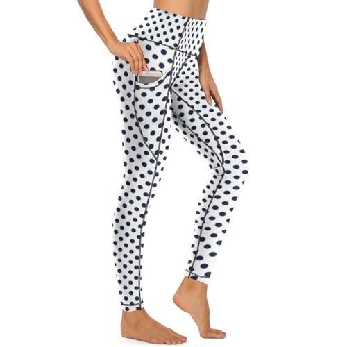 Pantalon de yoga bleu marine à pois blancs pour le sport et le quotidien