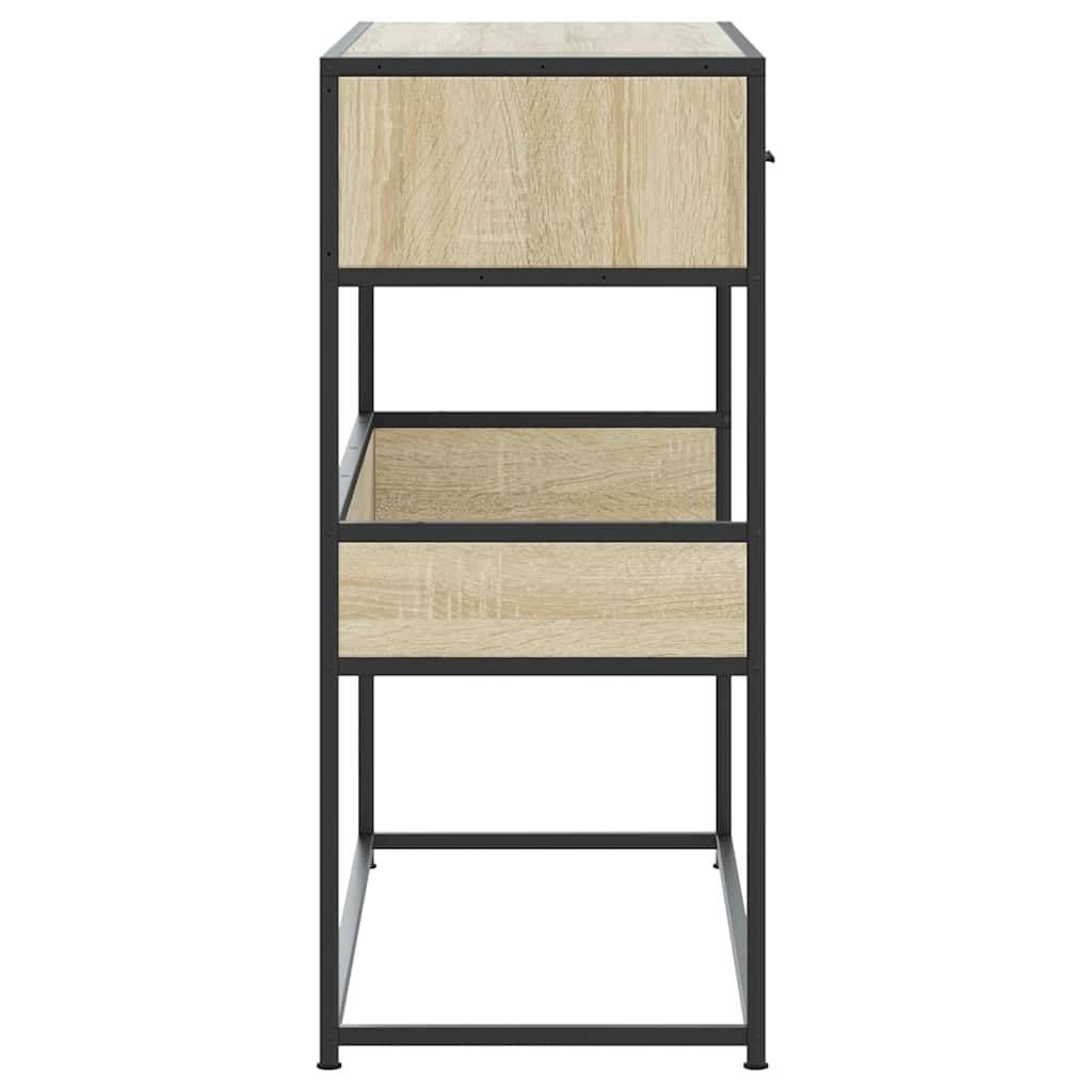 Tavolo Consolle Rovere Sonoma 90x35x80 cm con Cassetti e Ripiani | Mobile da ingresso salvaspazio con struttura in metallo stabile, ideale per organizzare corridoio e soggiorno.