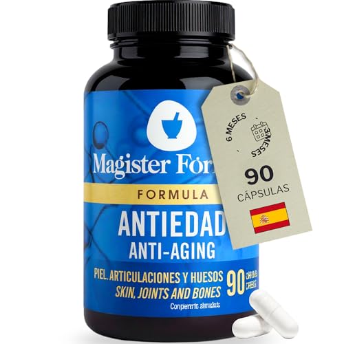 Péptidos de Colágeno | Colageno Hidrolizado Puro + Acido Hialurónico + Vitamina C y A + Selenio + Q10 + Resveratrol | 90 cápsulas de Marine Collagen | Piel, Articulaciones y Huesos | Colageno Marino