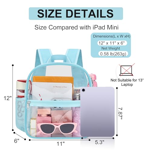 Image of Oraben Clear Backpack for Stadium Events Stadium Backpack Waterproof 12x6x12 Clear Bag for Adult Concert Sport Work