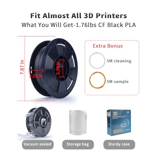 ZIRO PLA Kohlefaser 1.75mm 3D Drucker Filament, Carbon Fiber PLA 1.75mm 0.8kg Spule - Schwarz – Bild 6