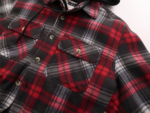 Image of Gary Com Heavy Thick Flannel Plaid Jacket Sherpa Fleece Lined Hoodies for Men Zip Up Winter Warm Coat Zipper Sweatshirt