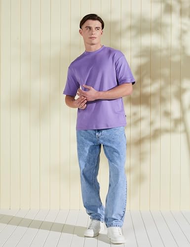 Image of Amazon Brand - Symbol Men's Solid Cotton Oversized Round Neck Tshirt | Half Sleeve | Plain (Available in Plus Sizes)