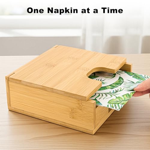 Distributeur serviette papier en bambou pour table de cuisine et bar - 3