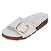Women's Sandals with Cork Footbed Insole Comfortable Footwear, Chic Fashionable Design Slippers for Women and men, Autumn, Spring, Summer, Flat Flop size 6-11 (WHITE, Adult, Women, 7, Numeric, US Footwear Size System, Medium)