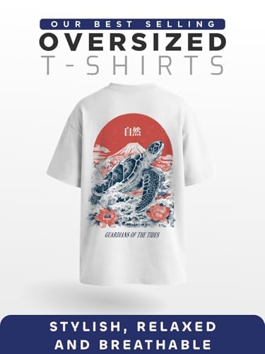 Image of Nobero Men's Oversized Graphic T-Shirt for Men | Soft Cotton | Drop Shoulder Relaxed Fit | Printed Casual Tshirt for Men
