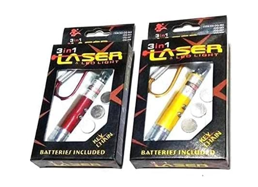 ISKA 3 in 1 Multifunctional Torch+Laser Light for Kids with Attached Key Chain Fun & Play 3 Lights 3D Fun (Pack of 2)