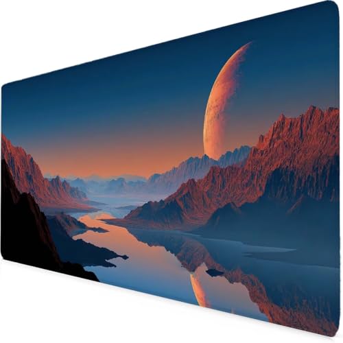 Tapis de souris rose grand format aux bords surpiqués et finition paysage