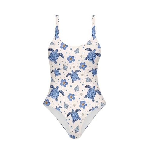 Image of One Piece Bathing Suit for Teen Girls Comfy Crewneck Backless Bathing Suit