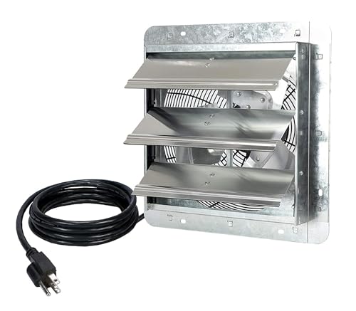 iLiving 12-Inch Wall Mounted Exhaust Fan with Variable Speed, 960 CFM, 1400 SQF Coverage Area, Silver