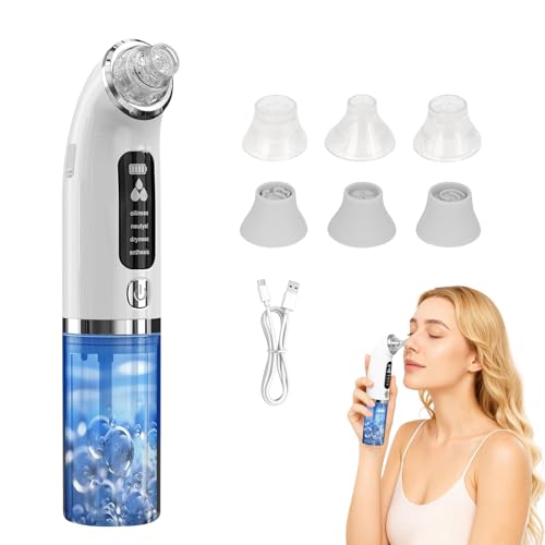 Mitesserentferner Porenreiniger Porensauger mit Sichtbarem Wassertank, 75 kPa Starker Saugkraft, 4 Modi und 6 Aufsätzen für Gesichtsreinigung, Akne- und Mitesserpflege, Mitesser Porensauger Entferner