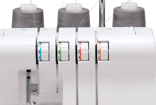 SINGER | Finishing Touch 14SH6540 Differential-Feed Serger Sewing Machine including 4-3 Stitch Configuration, Color-Coded Lay-in Threading System