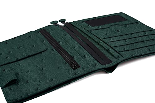 Genuine Leather A6 Planner Cover With Pen Loop Card Slots Zipper Pockets, Personal Organizer Cover, Compatible With Most A6 Size Planners Notebooks (Ostrich-Dark Green) #TOP3