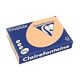 Clairefontaine 1995C Druckerpapier Trophée, für alle Laserdrucker, Kopierer und Tintenstrahldrucker, DIN A4 (21 x 29,7 cm), 80g, 1 Ries mit 500 Blatt, Pastell Orange
