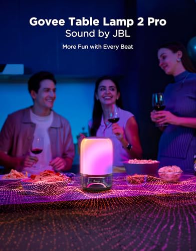 Govee Table Lamp 2 Pro x Sound by JBL, Smart Cordless Table Lamp with Speaker, Music-Light Sync, 16 Music Modes & 100+ Scene Modes, Work with Matter, DIY Customized Rechargeable Desk Lamp for Bedroom