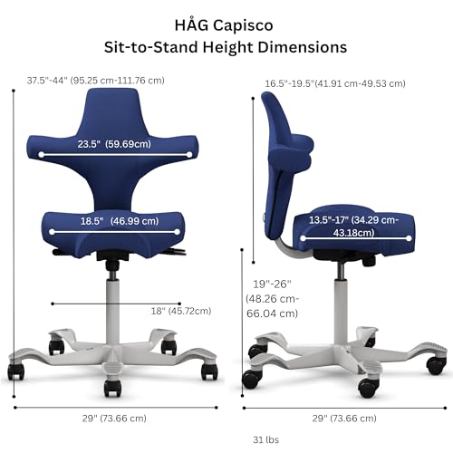 Image of HAG Capisco Sit to Stand Chair-Silver Frame-Upholstered Cobalt Blue
