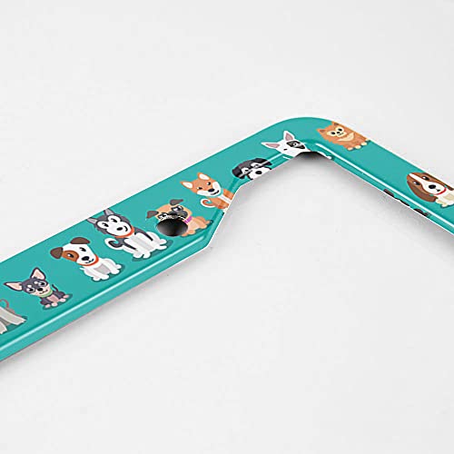 Beabes Cute Dogs License Plate Frame Pet Bulldog Animal Funny Novelty License Plate Frame Puppy Dachshund License Plate Cover Car Tag Holder Metal License Plate Frame For Us Vehicles Standard #TOP2