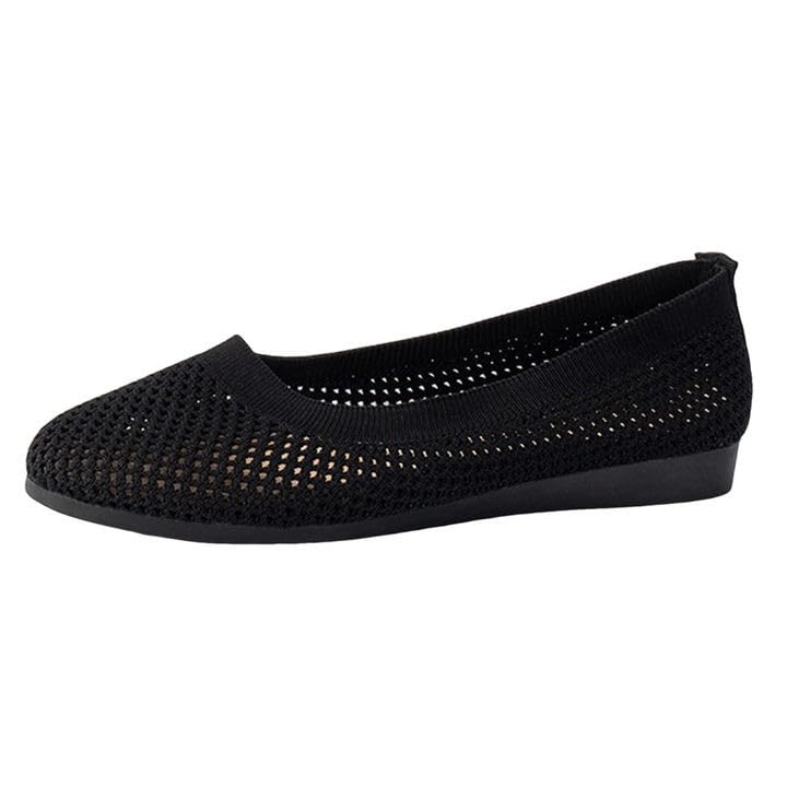 Noir Ballerines Femme Ajourées Fleurs Respirantes Babies Mocassins Compensés Chaussures Plates Souples Confort Léger Bout Rond Semelle Antidérapante...