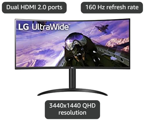 Image of LG 34BP65C-B 34 inch 21:9 QHD UltraWide Curved Monitor with 1ms MBR, HDR10, 160Hz Refresh Rate & AMD FreeSync Premium