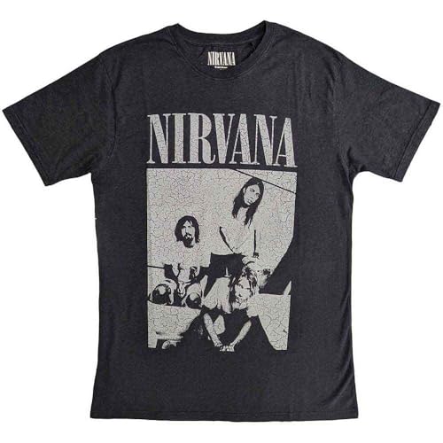 Nirvana T Shirt Sitting Band Logo Official Unisex Black Distressed S