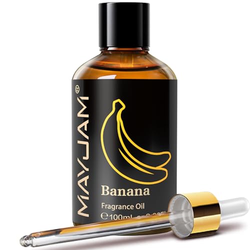 MAYJAM 100ML/3.38FL.OZ Banana Fragrance Oils with Glass Dropper, Essential Oils for Diffusers for Home, Long Lasting Scented Oils for Diffusers Soap Candle Making