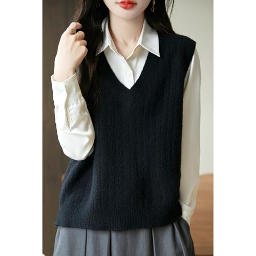 Image of Blostirno Women's Sweater Vest V Neck Sleeveless Solid Trendy Ribbed Knit Pullover Sweaters Crochet Flower Tank Tops