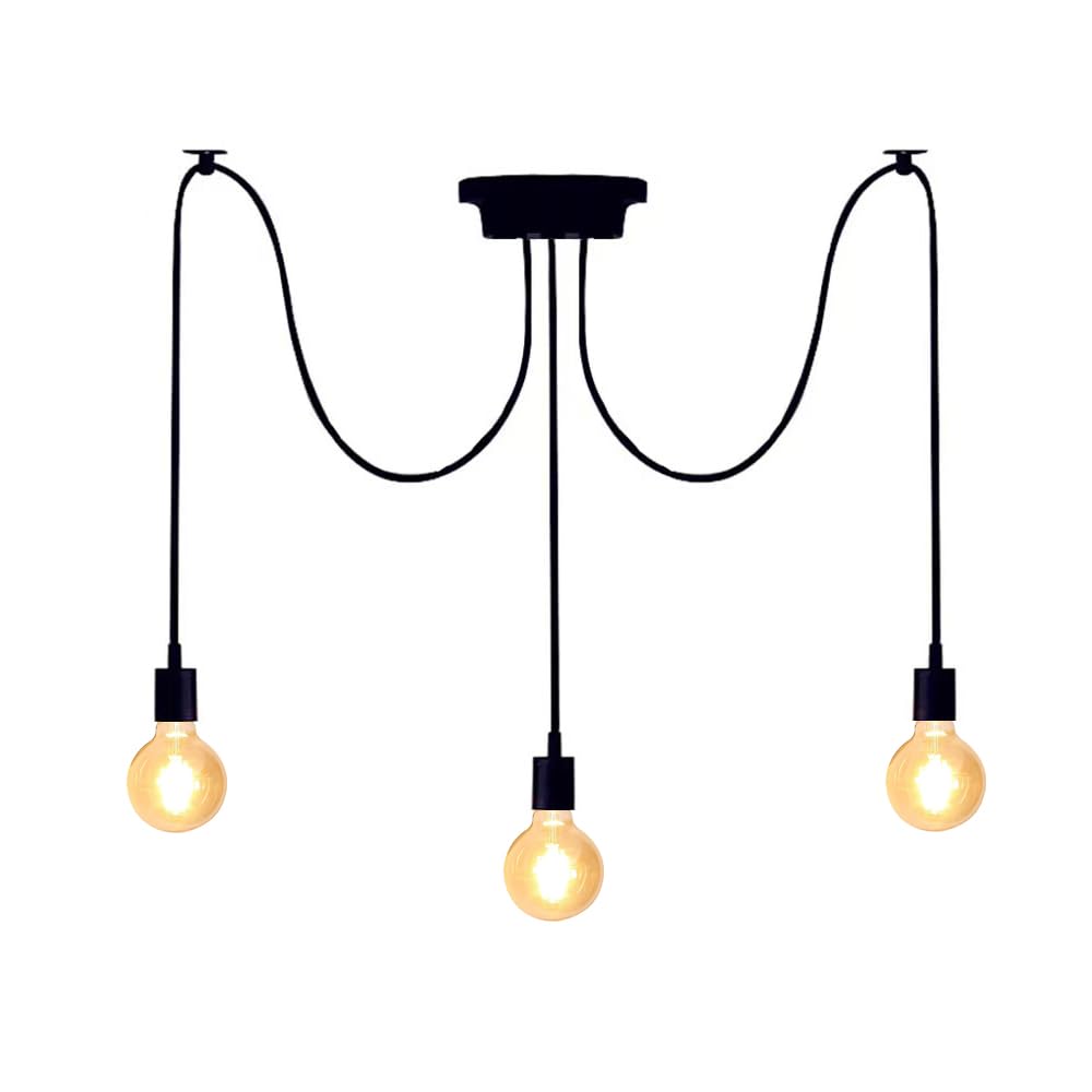 Ceiling Pendant Lighting, Vintage Industrial Ceiling Chandelier, DIY Spider Pendant Light, Hanging Chandelier Light for Dining Hall Bedroom Living Room (3 Heads)