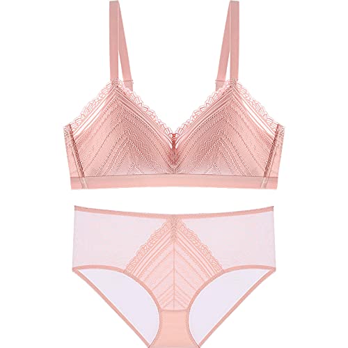 Lingerie en dentelle rose pour femme : l'ensemble délicat à bonnets triangulaires pour le quotidien