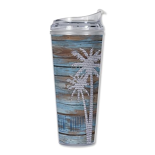 Rico Industries Margaritaville Monday 24oz Acrylic Tumbler with Hinged Lid, Officially Licensed Double Wall Tumbler with Straw