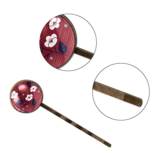 Barrettes à cheveux fait main style japonais motif floral rouge cadeau idéal