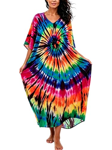 Image of Kaftan Dresses for Women Plus Size Summer Beach Dress with Print and Swim Cover Ups
