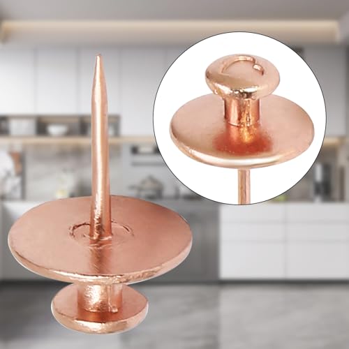 Image of 25 Pcs Rose Gold Double Headed Picture Hangers Nails | Thumb Tacks Decorative, Push Pin Wall Nails, Photo Hanging Hook Pins, For Home Office Drywall Classroom