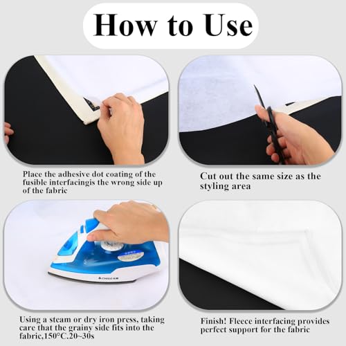Miniatura 6 de Meihongjiaye 2 Piezas De Tela Termoadhesiva Para Refuerzo 100 X 200 Cm, 50 G M , Funda Para Planchar, Tela Termoadhesiva Para Diy Y Costura, Ideal Para Proyectos Artesanales Blanco