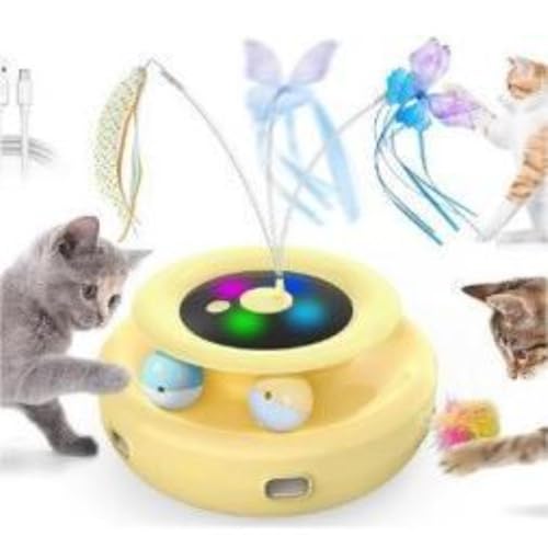 TIKHJ 猫 おもちゃ 猫 玩具 一人遊び 猫じゃらし 電動 自動 猫用 室内 寂しさ解消 ストレス解消 運動不足対策 (C)