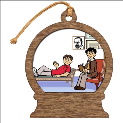 PrintedPerfection.com Personalized Therapist, Psychologist - Male Wooden Snow Globe Shaped Christmas Ornament